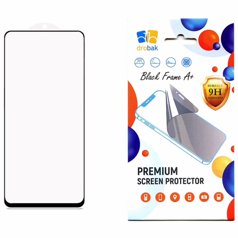 Стекло защитное Drobak Xiaomi Redmi 12 Black Frame A+ (535385)