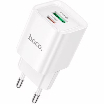 Зарядний пристрій HOCO C147A Charm 1xUSB-C PD20W + 1xUSB QC3.0 White (6942007630276)