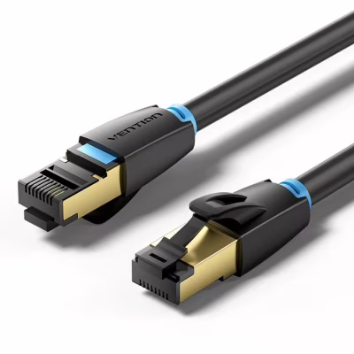 Патч-корд 1m S/FTP cat 8 RJ-45 black Vention (IKABF)