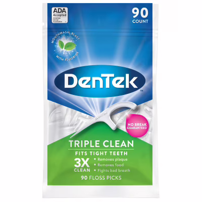 Флосс-зубочистки DenTek Тройное очищение 90 шт. (047701000816)
