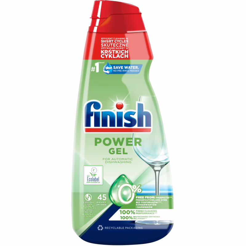 Гель для миття посуду в посудомийці Finish Power All in One Gel 0% 900 мл (5908252000036)