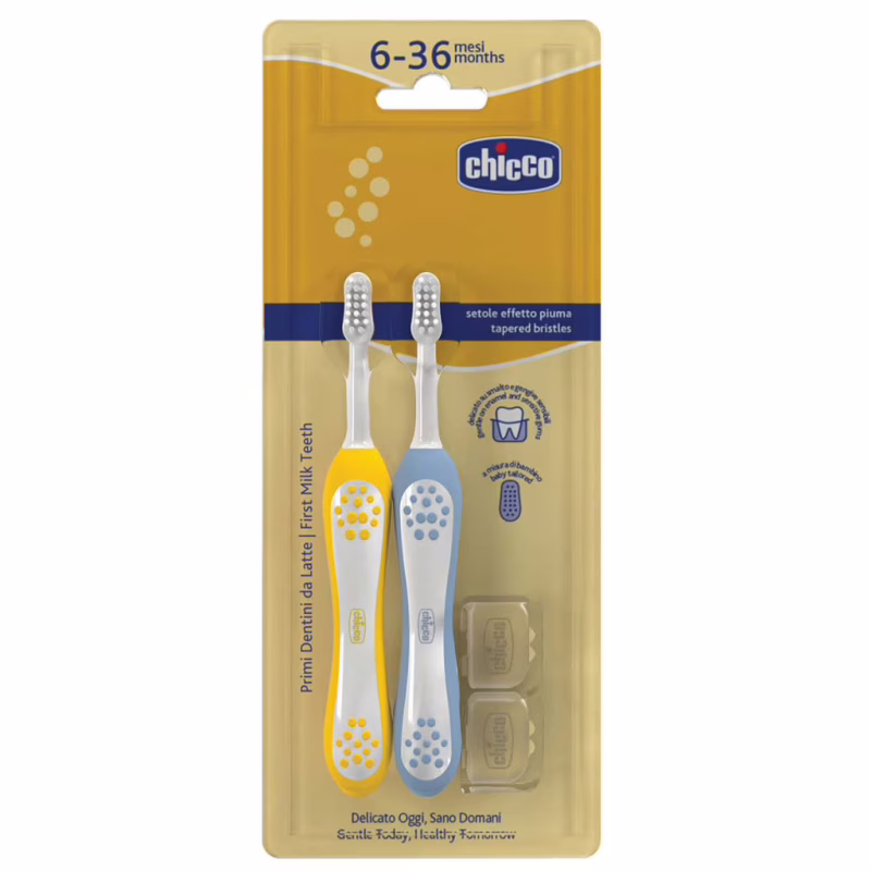 Детская зубная щетка Chicco для первых зубьев, 6-36 мес., 2 шт. (8058664174713) (12082.11)