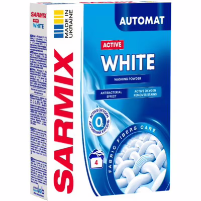 Стиральный порошок Sarmix Active White для всех типов стирки 300 г (4820268104205)