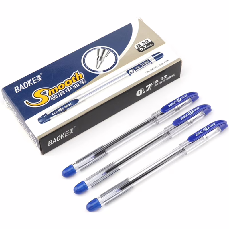 Ручка масляна Baoke Smooth 0.7 мм, з грипом синя, 12 шт (B32-blue)