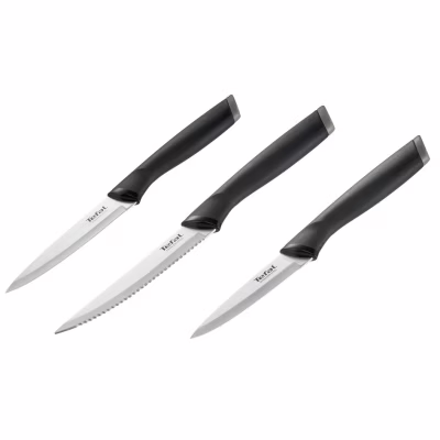 Набір ножів Tefal Essential 3шт, нержавіюча сталь, пластик, чорний (K2219455)