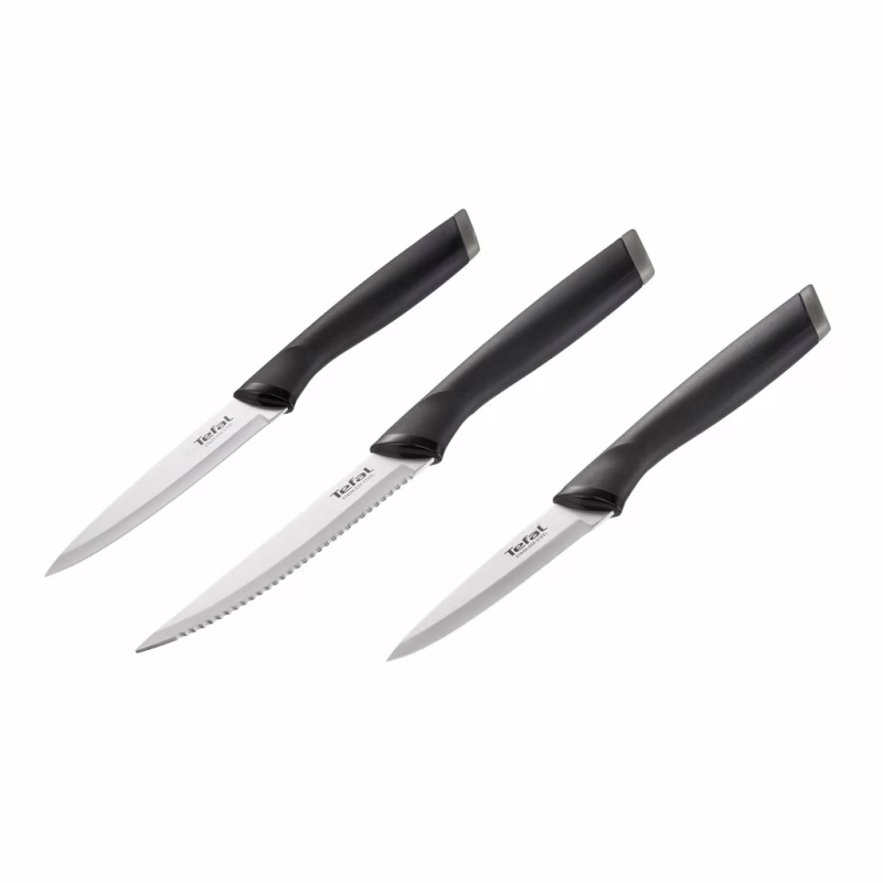 Набор ножей Tefal Essential 3шт, нержавіюча сталь, пластик, чорний (K2219455)