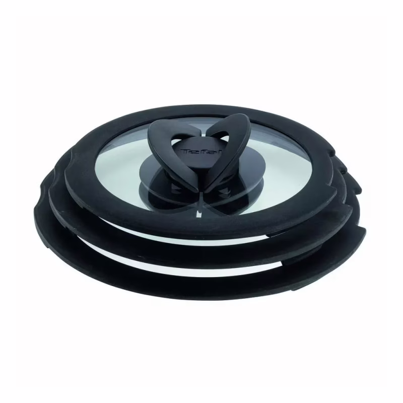 Кришка для посуду Tefal Ingenio, набір 3 шт, скло, пластик, чорний (L9849053)
