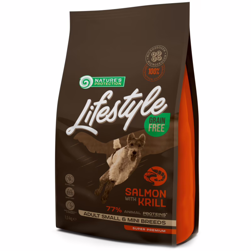 Сухий корм для собак Nature's Protection Lifestyle Grain Free Salmon, krill Adult Small&Mini 1.5 кг (NPLS45680)