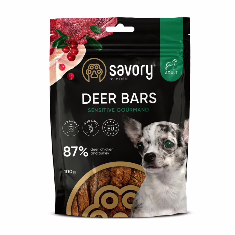 Ласощі для собак Savory Bars With Venison 100 г (4820261921120)