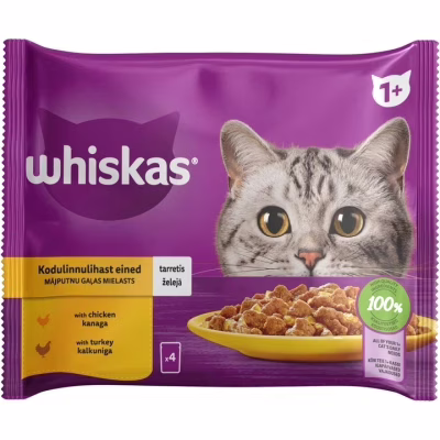 Вологий корм для кішок Whiskas курка, індичка в желе 4х85 г (4770608263676)