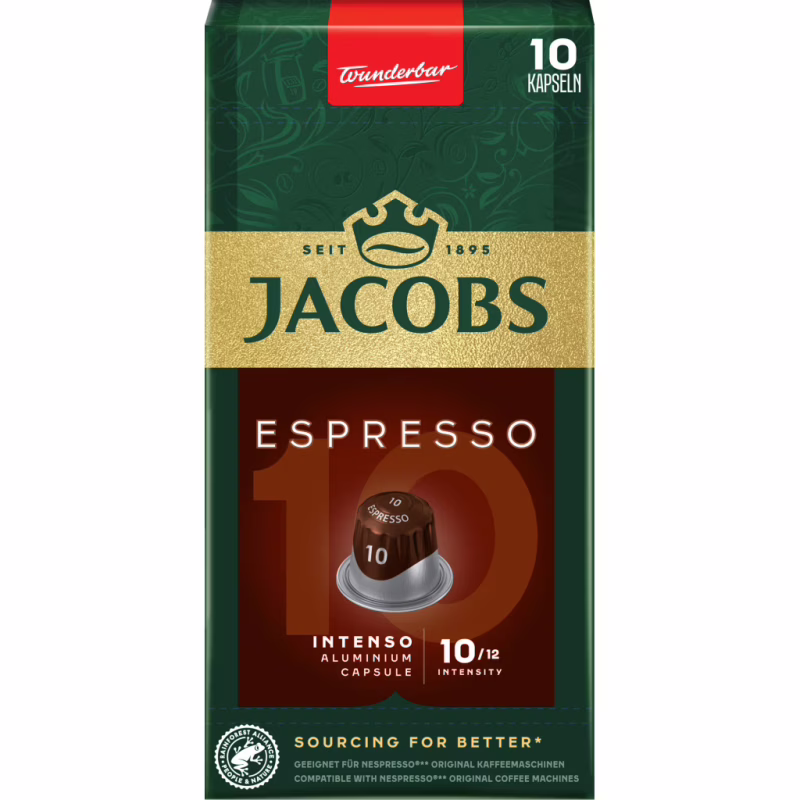 Кофе Jacobs Espresso 10 Intenso в капсулах совместимы с Nespresso 10 шт (8711000371183)