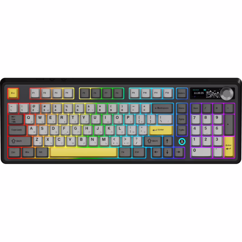 Клавиатура Ajazz AK980 V2 Gift Switch V2 Wireless/Bluetooth/USB UA Black/Grey/Yellow (AK980-V2-G-BGY)