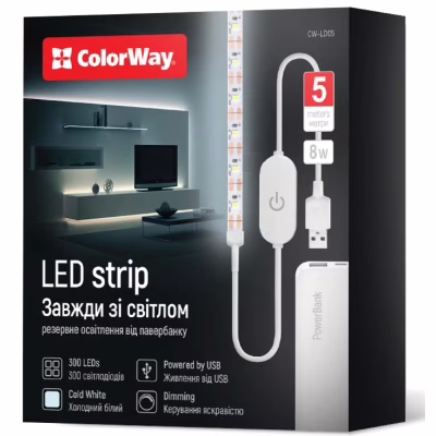 Светодиодная лента ColorWay LED 5м з живленням від USB (CW-LD05)