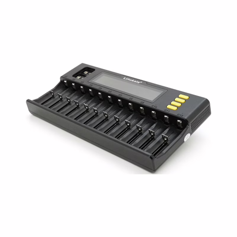 Зарядное устройство для аккумуляторов Liitokala 12 Slots+2, Ni-Mh/Li-ion/LiFePo4/Крона, LED+LCD (Lii-S12)