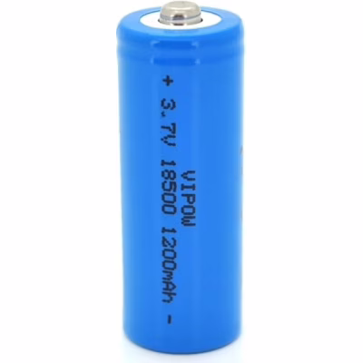 Аккумулятор 18500 1200mAh, Li-Ion, TipTop, 3.7V, Blue Vipow (ICR18500-1200mAhTT)