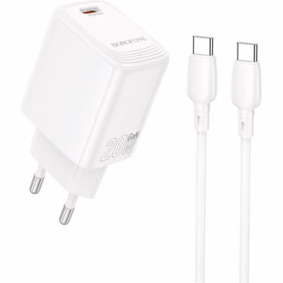Зарядное устройство BOROFONE BN26 Fuente USB-C PD20W + cable USB-C to USB-C White (6941991120251)