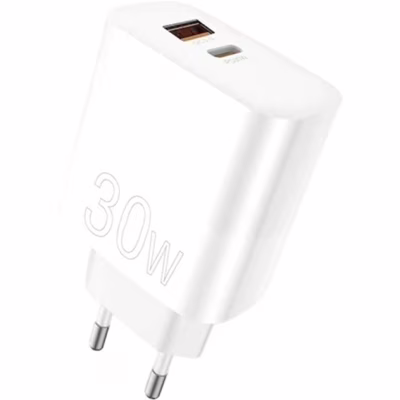 Зарядний пристрій WUW C208 1xUSB-C PD30W + 1xUSB QC3.0 18W White (6972573333417)