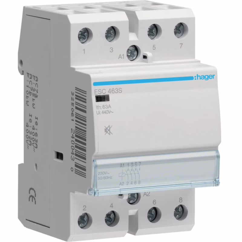 Автоматический выключатель Hager 63 A 230V 4NO 3P (B) (ESC463S)