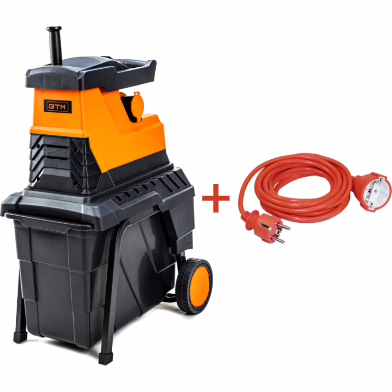 Садовий подрібнювач GTM MS2800/45 KIT, 220В, 2800Вт, до 45мм, фреза, 60л + подовжувач 10м (MS2800/45_KIT+ext.cord)