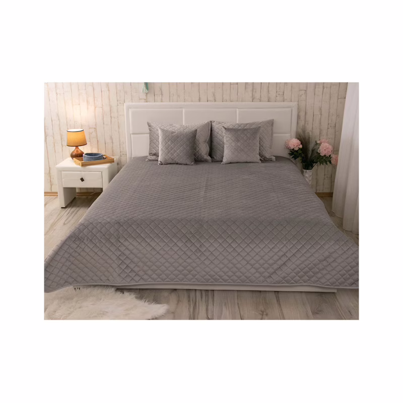 Покрывало Руно двустороннее декоративное Velour Grey ромб 150х220 см (360.55_Grey ромб)