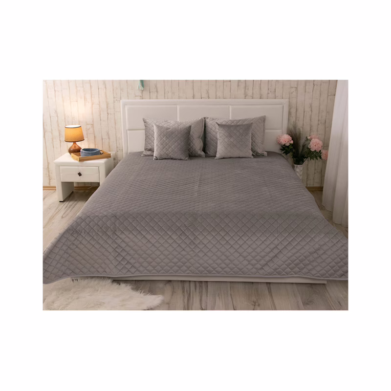 Покрывало Руно двустороннее декоративное Velour Grey ромб 150х220 см (360.55_Grey ромб)