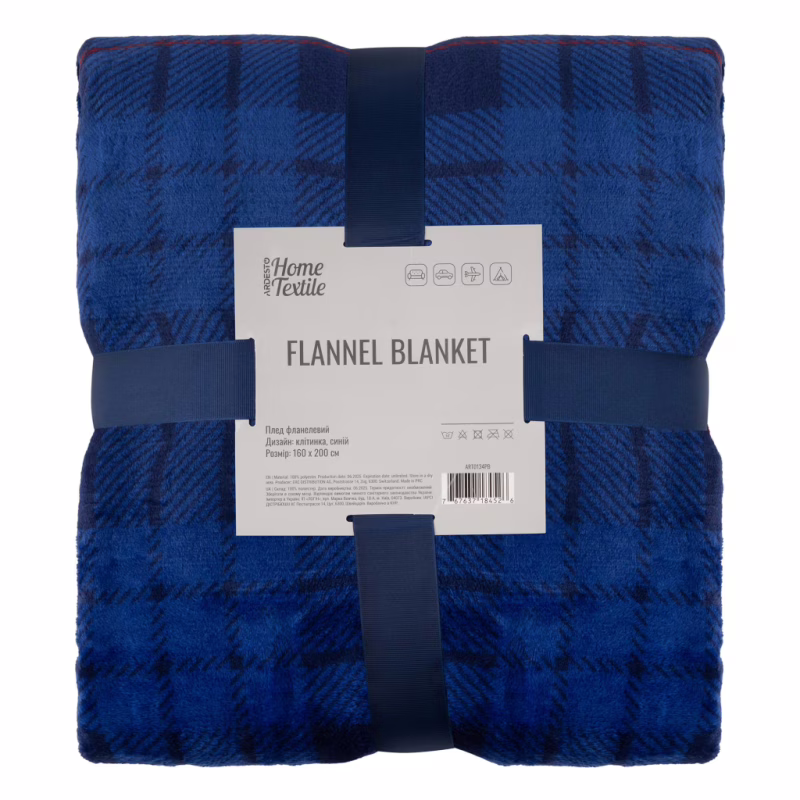 Плед Ardesto Flannel 160х200см, 100% полиэстер, клетка, синий (ART0134PB)