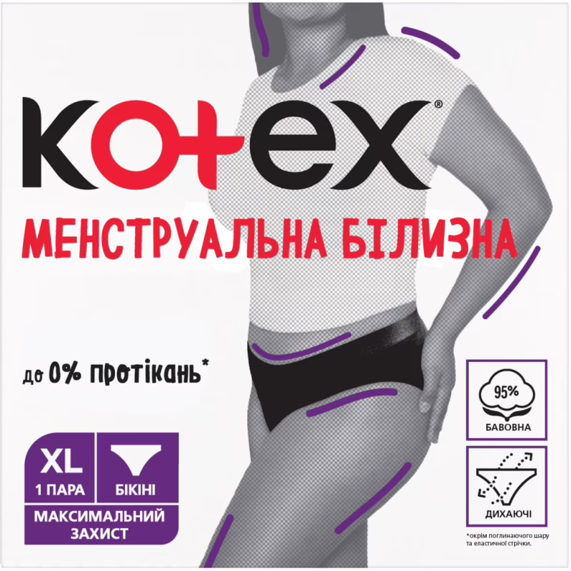 Гігієнічні прокладки Kotex Менструальна білизна Розмір XL 1 шт. (5029053590240)