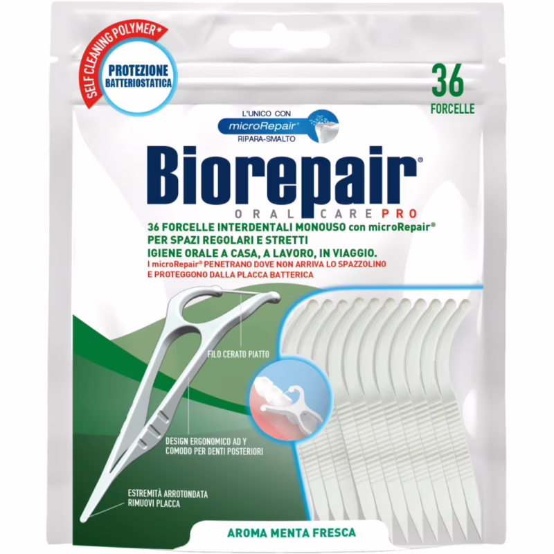 Флосс-зубочистки Biorepair Насыщенные гидроксиапатитом 36 шт. (8017331060056)