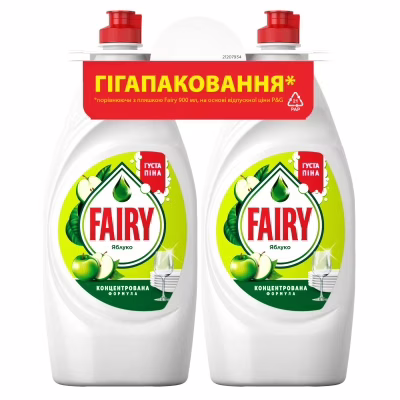 Засіб для ручного миття посуду Fairy Зелене яблуко 2 x 900 мл (8006530210904)