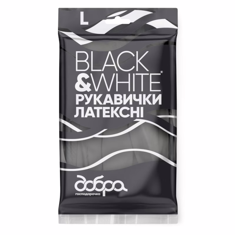 Рукавички господарські Добра Господарочка Black&White Латексні Розмір М (4820086523806)