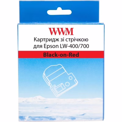 Лента для принтера этикеток WWM для Epson LW-400/700 18mm х 8m Black-on-Red (WWM-SC18R)