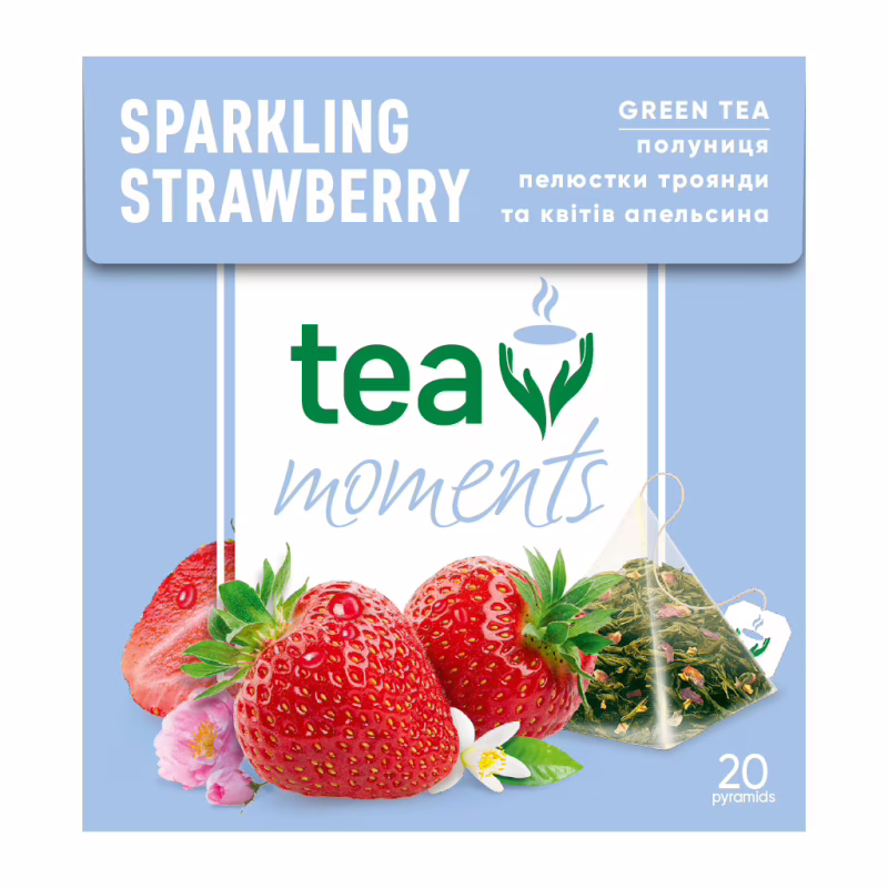 Чай Tea Moments Sparkling Strawberry зелений 20х1.8 г пірамідки (tm.02920)