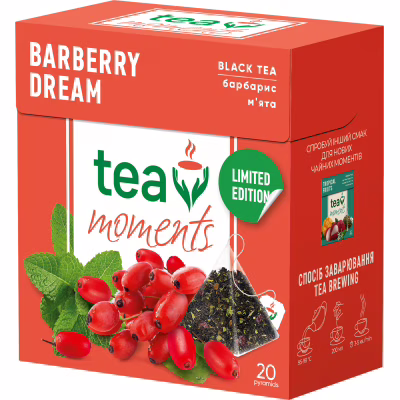 Чай Tea Moments Barberry Dream черный с барбарисом и мятой 20х1.8 г пирамидки (tm.03644)