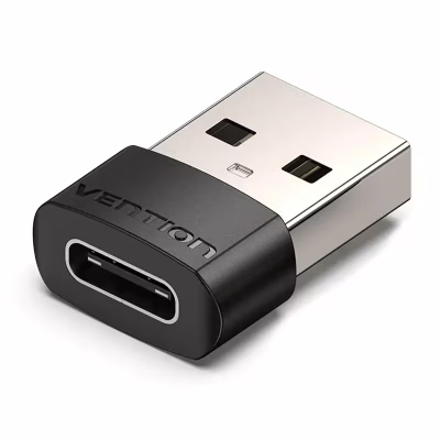Перехідник USB 2.0 AМ to USB Type-C (F) Black PVC Vention (CDWB0)