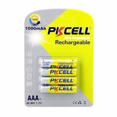 Аккумулятор PkCell AAA R03 1000mAh 1.2V NiMH Rechargeable Battery, 4шт/бл (PC/AAA1000-4BR)