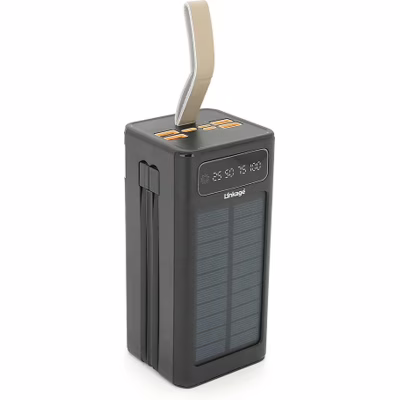 Батарея универсальная Linkage 50000mAh, Solar, 22.5W, cables Туре-С+Lighting, Black (LKP-47)