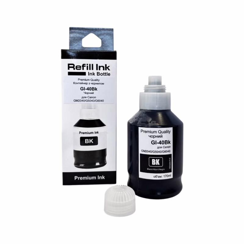 Чернила Premium Quality Canon GI-40BK 170ml, black, pigmented (70264915)