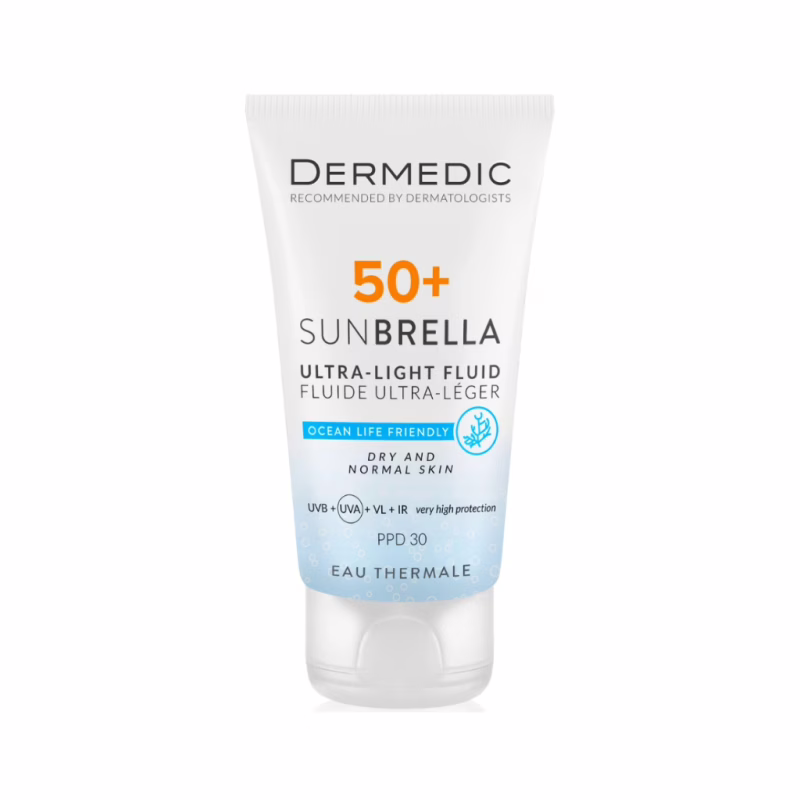 Засіб від засмаги Dermedic Sunbrella Ультралегкий захисний флюїд SPF 50+ Для сухої та нормальної шкіри 40 мл (5901643177546)