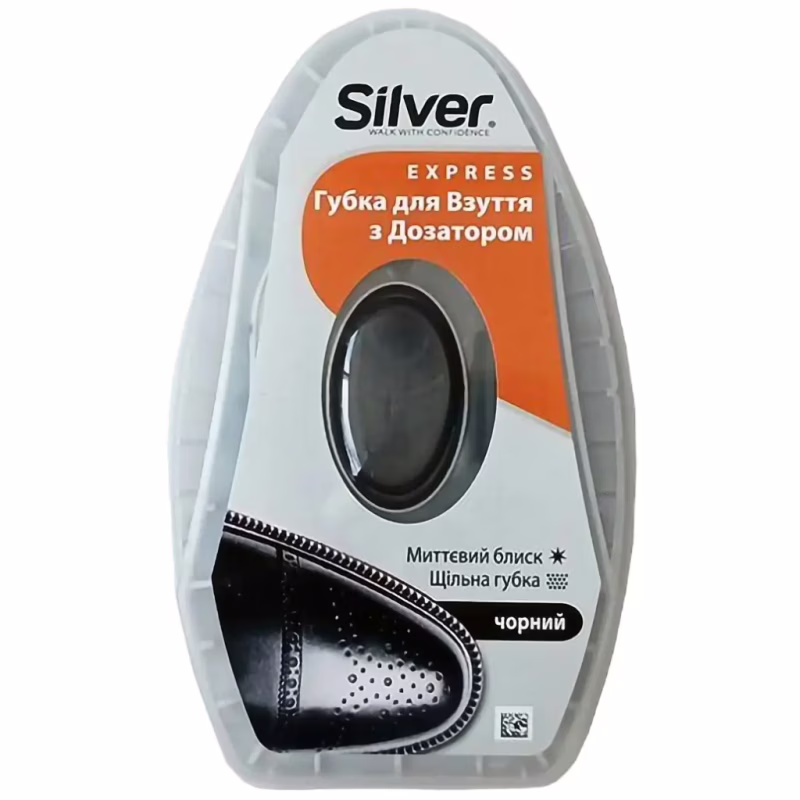 Губка для взуття Silver Блиск з дозатором силікону Чорна 6 мл (8690757001959)