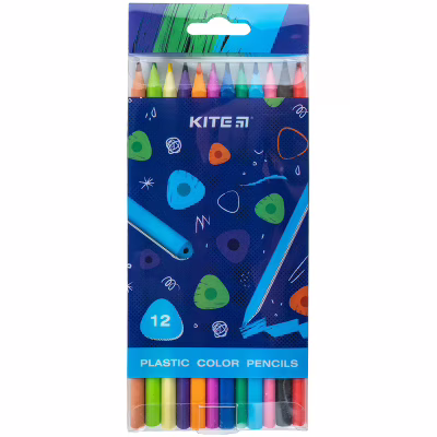 Олівці кольорові Kite Triangle пластикові, 12 кольорів (K24-049-3)