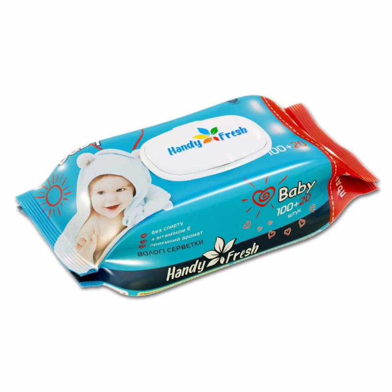 Детские влажные салфетки Handy Fresh з клапаном, 100+20 шт (4820237500229)