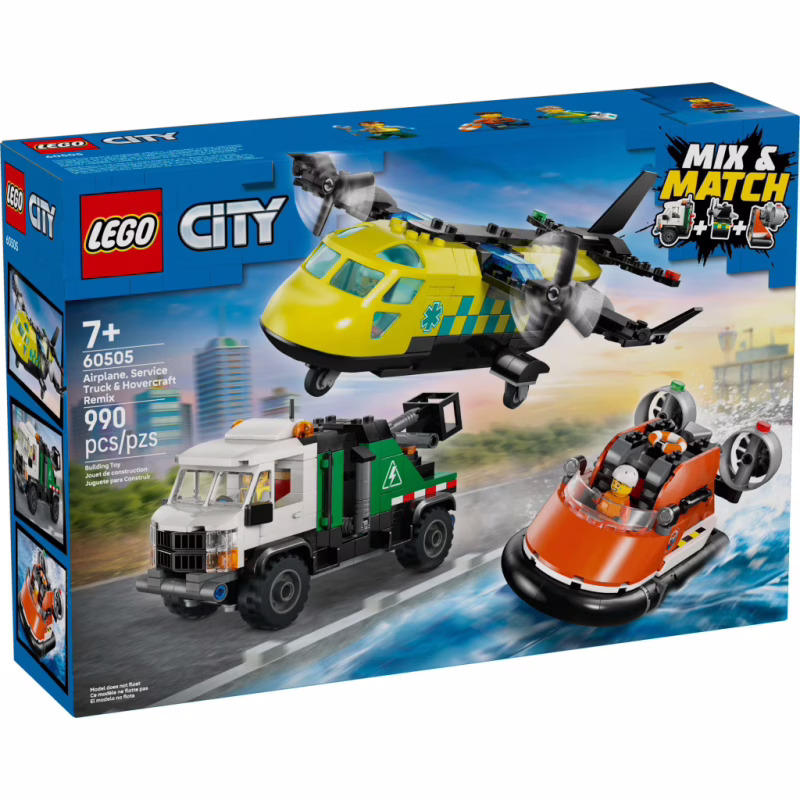 Конструктор LEGO City Ремікс літака, вантажівки та судна на повітряній подушці (60505-)