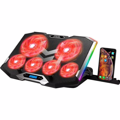 Підставка до ноутбука IceCoorel 10-17", 4*100mm 1400 RPM + 4*70mm 2500 RPM, 2*USB, 410x296x40mm, Red (K9)