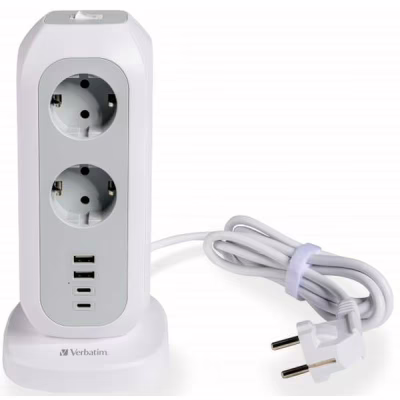 Сетевой фильтр питания Verbatim 11 розеток, 2 x USB-C та 2 x USB-A (49547)