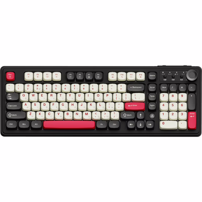 Клавіатура Ajazz AF98 Plus Wireless/Bluetooth/USB UA Black/White/Red (AF98-PLUS-BSR)