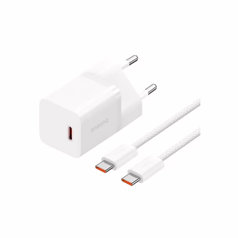 Зарядний пристрій Baseus GaN5 Fast Charger USB-C 30W + Cable 1.0m Type-C 100W white (P10110902213-00)