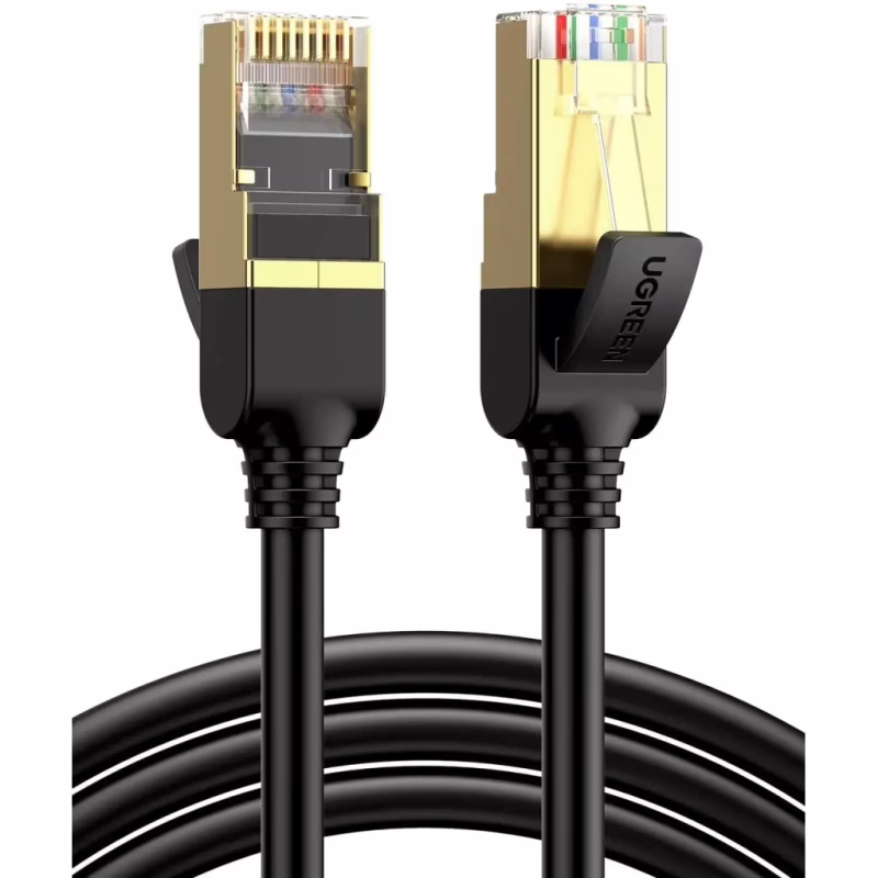 Патч-корд 1м, F/FTP cat 7 RJ-45 black Ugreen (U_11268)