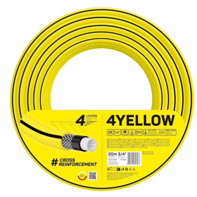 Шланг для поливу Cellfast 4YELLOW 3/4" 20м, 4 шари, до 20 Бар, -10…+50°C (10-520)