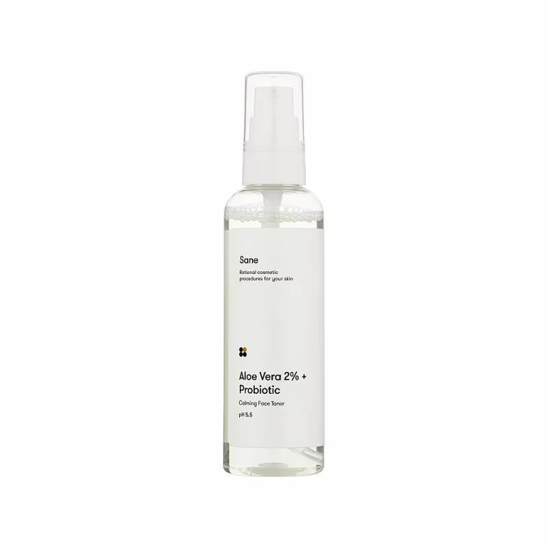 Тоник для лица Sane Aloe Vera 2% + Probiotic Calming Face Toner Успокаивающий 100 мл (4820266830533)