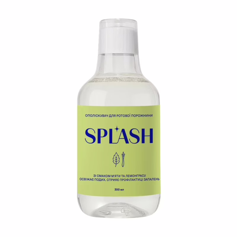 Ополаскиватель для полости рта Splash Mint And Lemongrass Со вкусом мяты и лемонграса 300 мл (4820266832247)